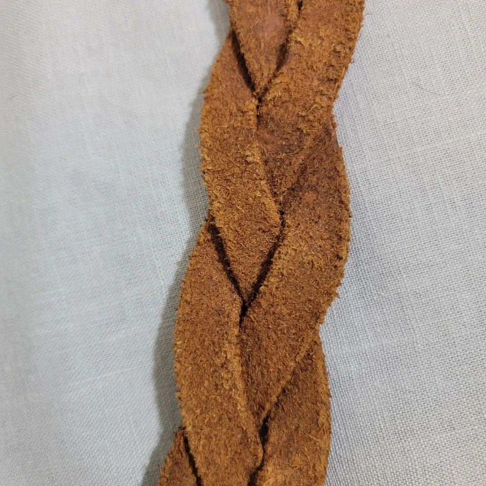 Chaps Brown Braided Leather Belt with Gold Buckle